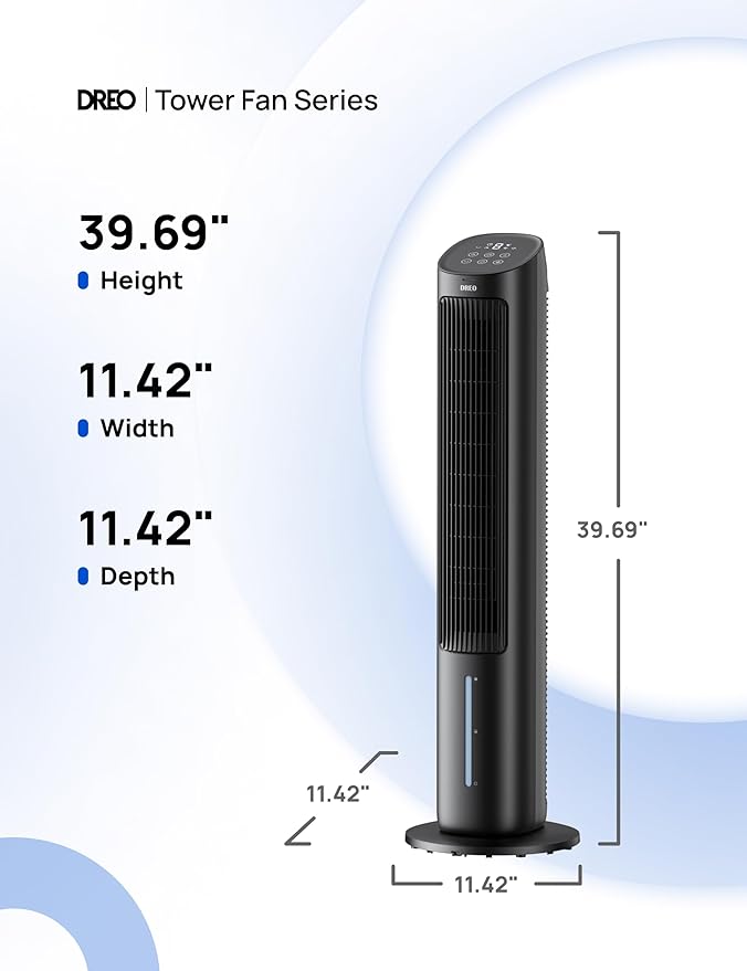 Dreo Evaporative Air Cooler, 40” Standing Fans that Blow Cold Air, 80° Oscillating Bladeless Cooling Fan for Bedroom, Swamp Cooler, Removable Water Tank, Ice Pack, Remote, 3 Mode 4-Speed, Black