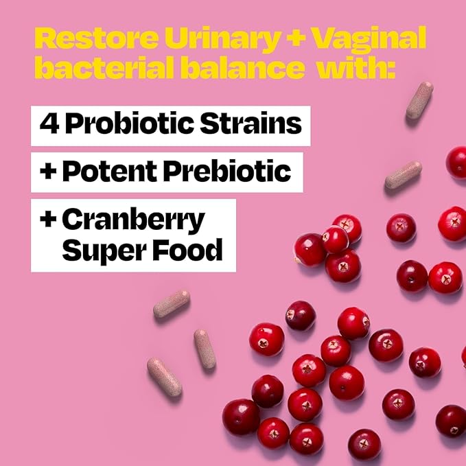 Cystex Urinary Tract Infection Probiotic: Rapid Relief & Proactive UTI Protection for Women, 3-in-1 Support with Prebiotics, Probiotics, and Cranberry, Defense Against Yeast Infections, 30ct