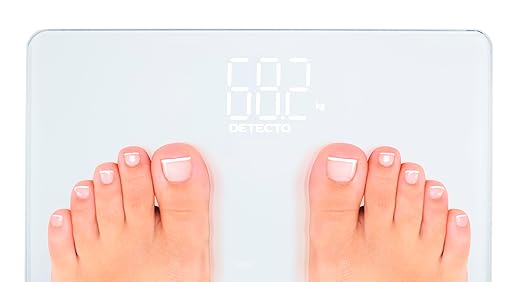 DETECTO Digital Bathroom Scale, Hidden Display When Off, Highly Accurate, Wide Platform, Easy-to-Read Display, 450 lb High Capacity, Includes Batteries
