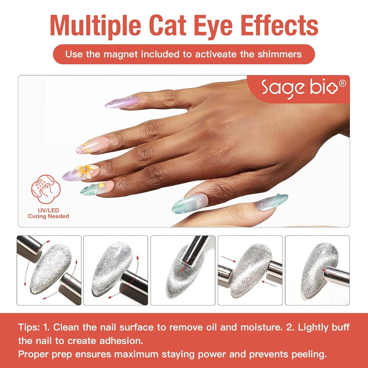 15ml Cat Eye Gel Nail Polish with Magnet Shimmer Glass Bead Effect 03