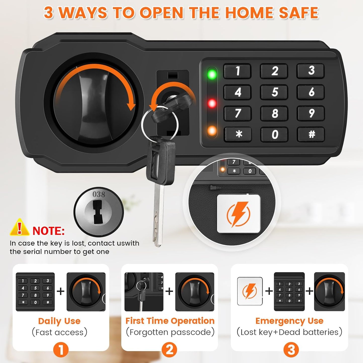 6.1 Cuft Large Fire proof Safe for Home Documents, Home Safety Box Fireproof Waterproof with Fireproof Bag, Digital Personal Security Safe with Electronic Keypad Keys and Removable Shelf
