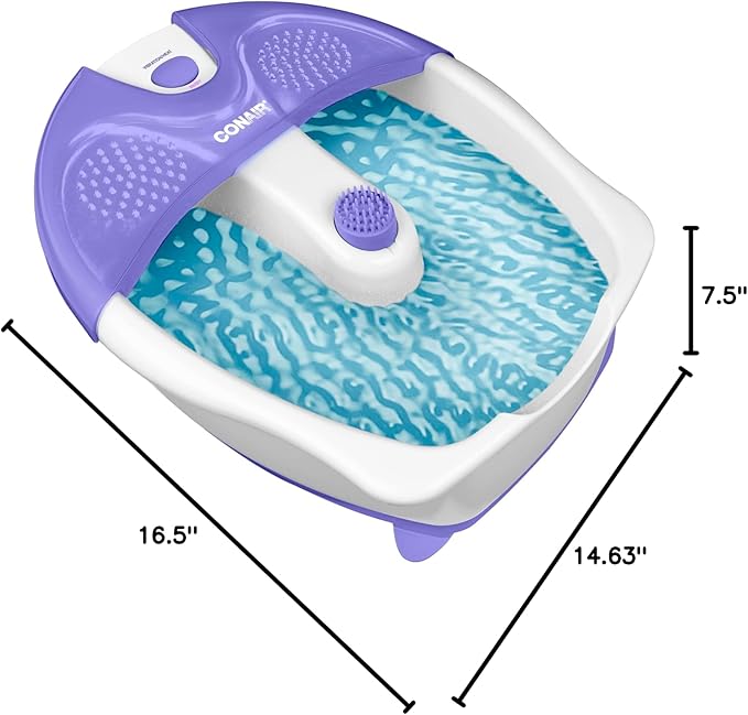 Conair Soothing Pedicure Foot Spa Bath with Soothing Vibration Massage, Deep Basin Relaxing Foot Massager with Jets, Blue/White