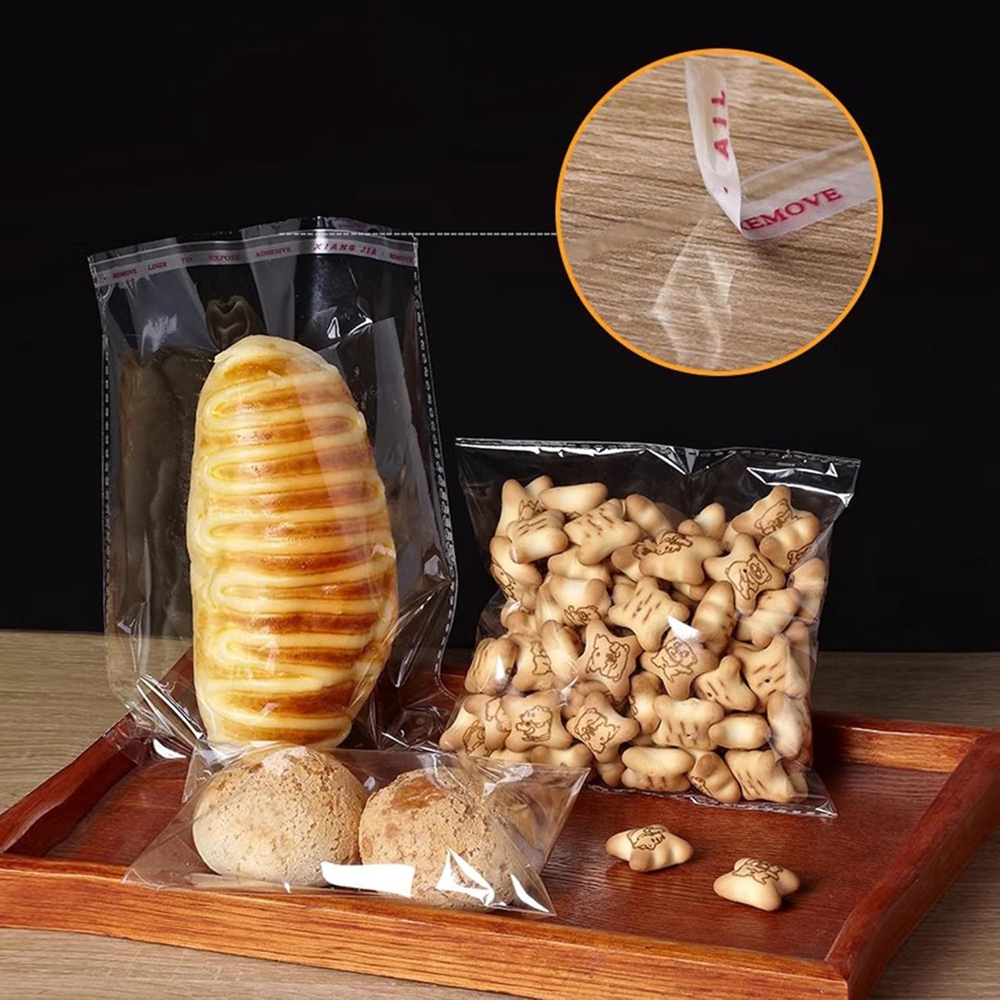 5" x 7" Self Adhesive Cello Bags, 300pcs Clear Resealable Cellophane Bags, 1 Mil, for Cookies, Bakery, Party Decorative Gifts