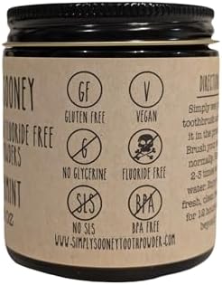 Remineralizing Vegan Fluoride Free Tooth Powder Peppermint Formula I Glass Jar I Stronger Teeth I Fresh Breath I with Xylitol I Organic Ingredients
