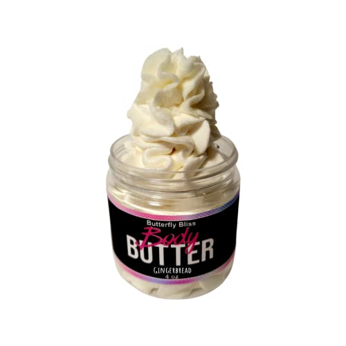 Gingerbread Whipped Body Butter, natural lotion, organic, 4oz jar, made with shea butter, mango butter, coconut oil, almond oil