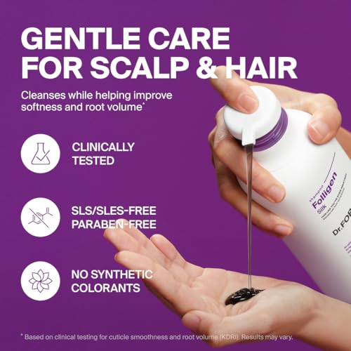 Dr.FORHAIR Folligen Silk Shampoo 300 ml/10.14 fl. oz. | Damaged Scalp And Hair Care | Strengthens and Smoothes | Protein care