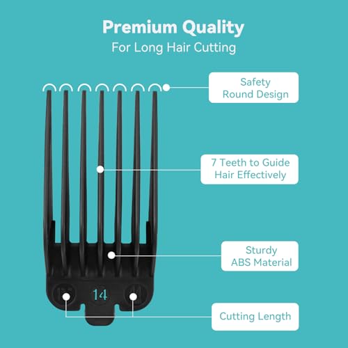 Clipper Guards Set 10 12 14 16 18 20 Compatible with Most Wahl Clippers, Clipper Guides Replacement - 1.25" to 2.5", 6 Piece Set, Black Color