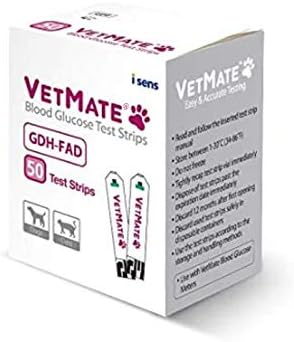 Dogs & Cats Diabetes Test Strips - 50 Count Strips Compatible with VetMate Diabetes Testing Kit