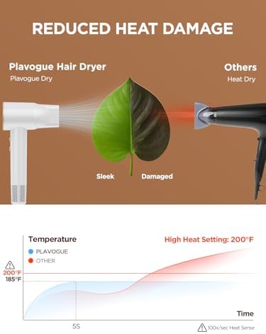 Dual Voltage Travel Hair Dryer with Diffuser, High-Speed Ionic Blow Dryer for Women, Fast Drying, Low Noise, Lightweight, No Heat Damage, European Travel 110V-120V/220V-240V