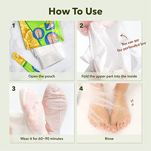 Purederm Shiny & Soft Foot Peeling Mask (6 pack) - For smooth and moist baby skin with Exfoliating peel off Calluses, Dry Skin, Cracked Heels - Men and Women
