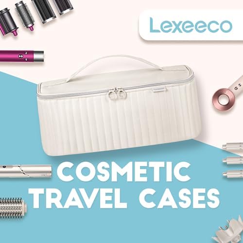 Travel Carrying Case for Hair Dryer Shark Flexstyle Dyson Airwrap Brush Hair Accessories Tools Storage Bag for Revlon Hairdryer Styler Organizer (Beige)