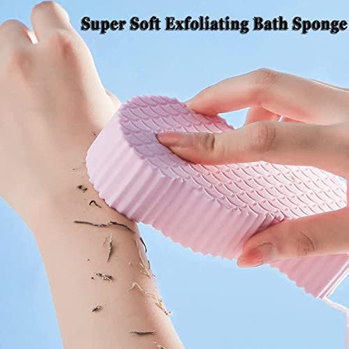Super Soft Exfoliating Bath Sponge, Exfoliator Dead Skin Remove, 3D Bath Sponge Shower Brush, Sponge Bath Sponge for Adults Children and Pregnant Women (A-Pink)