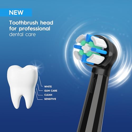 8 Pcs IO Replacement Heads Compatible with Oral B IO 2/3/4/5/6/7/8/9/10 Series Electric Toothbrush, Brush Heads Compatible with Oral B IO for Teeth Cleaning and Gum Protection (Black/White)
