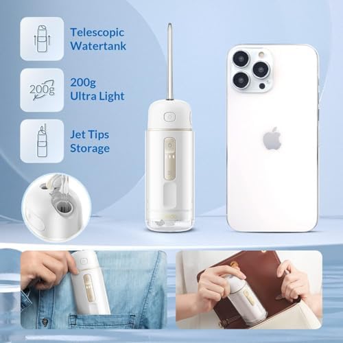 Water Flosser Travel Size - Portable Water Flosser Cordless for Teeth Gums Braces Cleaning, Oral Irrigator with 3 Modes, IPX7, Low Noise for Adult Kids, Mini Travel Essentials, A30 Pro Purple