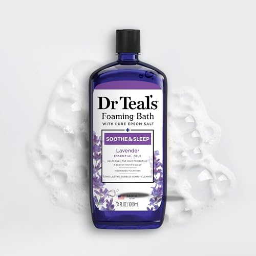 Dr Teal's Pure Epsom Magnesium Salt Soak and Foaming Bath, Soothe & Sleep with Lavender Essential Oils, Duo Pack