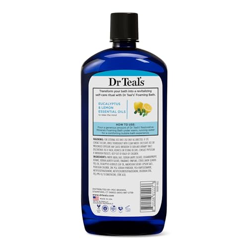 Dr Teal's Foaming Bath with Pure Epsom Salt, Restorative Minerals with Magnesium, Potassium, Zinc & Essential Oils, 34 fl oz (Pack of 4)