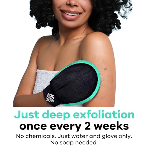 Dermasuri Deep Exfoliating Glove - Polishing Mitt Body Scrubber - Korean Skin Cleaner Exfoliator & Dead Skin Buffing Treatment - Keratosis Pilaris Scrub Remover- Shower Skincare (1 Pack)