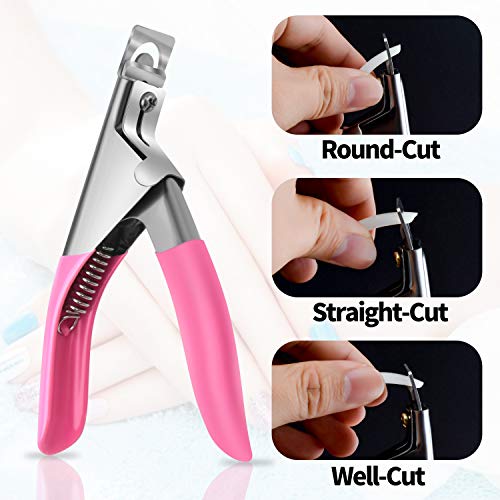 Acrylic Nail Tips 500pcs, French Fake Nails Natural False Nail Tips with Nail Clipper and Storage Case for Nail Art Salon and Home DIY (10 Sizes)