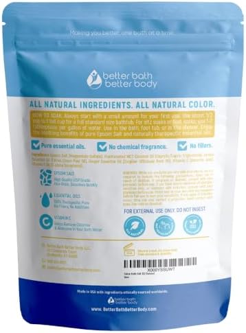 Detox Bath Salt 32 Ounces Epsom Salt with Natural Ginger and Lemon Essential Oils Plus Vitamin C in BPA Free Pouch with Easy Press-Lock Seal