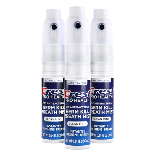 Crest Pro-Health | Portable Alcohol-Free CPC Mist with Clean Mint Flavor | Instant Fresh Breath - 3 Count (0.24oz/7ml) Breath Spray