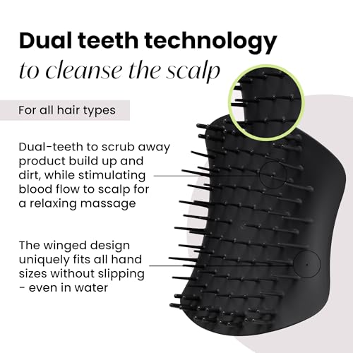 Tangle Teezer Scalp & Shampoo Hairbrush, to Exfoliate, Massage, and Cleanse, for All Hair Types, Onyx Black