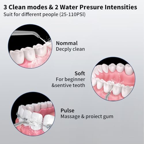 Water Flosser Equipped with Two Water Tanks for Home and Travel,3 Modes Dental Oral Irrigator,Portable,IPX7 Waterproof,Powerful Battery Life, Water Dental Flossers for Teeth (Pink)
