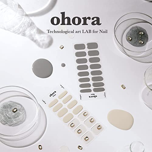 ohora Semi Cured Gel Nail Strips (N Cream Beige) - Nude, Solid, Works with Any UV/LED Lamps, Salon-Quality, Long Lasting, Easy to Apply & Remove - Includes 2 Prep Pads, Nail File & Wooden Stick