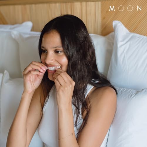 MOON Dissolving Teeth Whitening Strips - Vegan, Easy-to-Use, No Rinse White Strips - Hydrogen Peroxide and Essential Oils Infused Gentle Teeth Whitening Kit - Travel Essentials for Oral Care (56 Ct)
