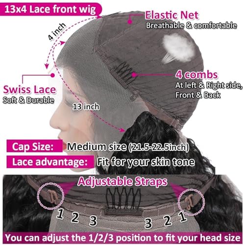 30 Inch Deep Wave Lace Front Wigs Human Hair Pre Plucked 200% Density HD Transparent 13x4 Lace Frontal Wigs For Women Human Hair Lace Front Wigs Deep Curly Human Hair Wig