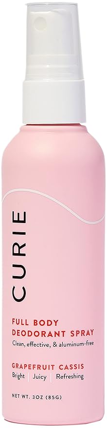 Curie Full Body Spray Deodorant for Men and Women, Aluminum Free Deodorant with No Baking Soda, 3oz (Grapefruit Cassis)