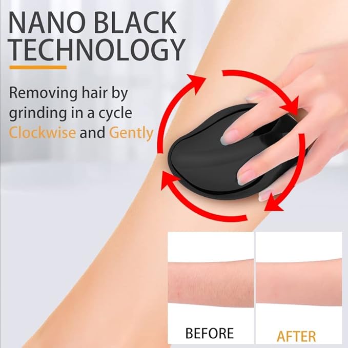 Crystal Hair Remover Painless Exfoliation, Portable Hair Removal Tool, Magic Hair Eraser for Back Arms Legs Fast & Easy, Reusable Crystal Hair Eraser for Women and Men (Dark Blue)