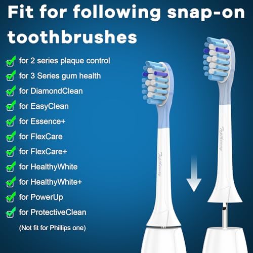 Toptheway Replacement Toothbrush Heads Compatible with Philips Sonicare C-3 Premium Plaque Control 4100 5100 6100, Replacement Heads for G3 W3 C2 G2, 10 Brush Heads, Full Size, White