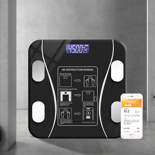 Digital Bathroom Scale Led Display,Scale for Body Weight and Fat Percentage,with Smartphone App Scale USB Rechargeable Wireless Digital Weight Scale