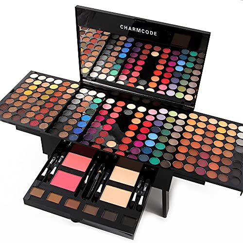 190 Colors Cosmetic Make up Palette Set Kit Combination with Eyeshadow Facial Blusher Eyebrow Powder Face Concealer Eyeliner Pencil A Mirror All-in-One Makeup Gift (Multicolor)