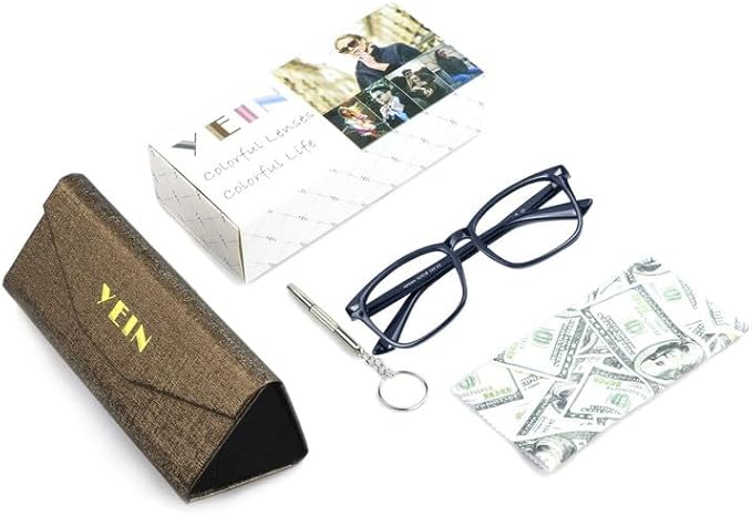 YEIN Bifocal Reading Glasses with Blue Light Blocking Lenses, Bifocal Reader for Women and Men, Vintage Square frame with Spring Hinge (+0.50/+2.75 magnification)