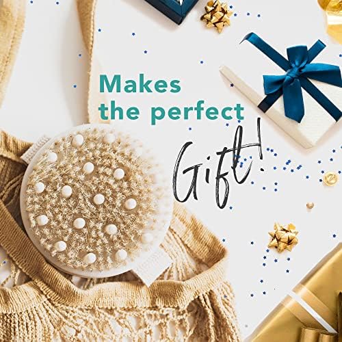 Dry Brushing Body Brush for Lymphatic Drainage & Cellulite - Natural Brustles for Wet and Dry Brushing, Body Exfoliating Brush with Massage Nodes for Soft & Smooth Skin