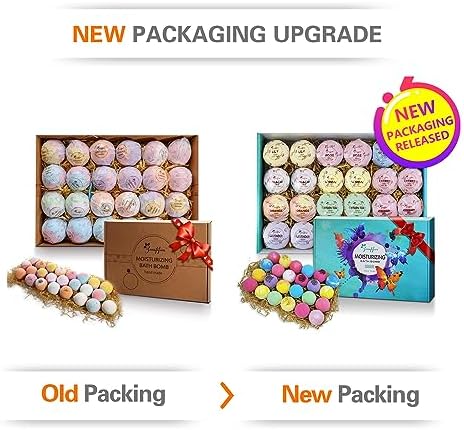 Dry Skin Moisturizer Bath Bombs Gift Set 24, with Relaxing Scents Made from Essential Oils for Bubble and Spa Bath, Handmade Christmas Gifts for Her/Him, Wife, Girlfriend