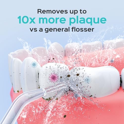 COSLUS Professional Water Flosser for Teeth: 12 Pressure Settings Electric Dental Pick for Tooth Cleaning, Sensitive Gums, Braces, Oral Care - Home Use, 4 Jet Tips for Multiple Users, Family, White