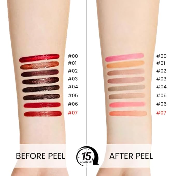 2Pcs Matte Liquid Lip Stain Peel Off Lip Liner Tattoo Set, Waterproof, Smudge-Proof, Peel Off Lip Stain Tattoo, Long-Lasting Non-Stick Cup Lip Gloss for All Skin Types (0.12 fl oz, #05+#07)