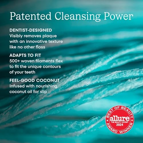 Cocofloss Woven Dental Floss, Dentist-Designed Oral Care, Waxed, Vegan, Kid-Friendly, with Coconut Oil, 4-Pack of Mint, Coconut, Orange, Strawberry (33 yard Each)