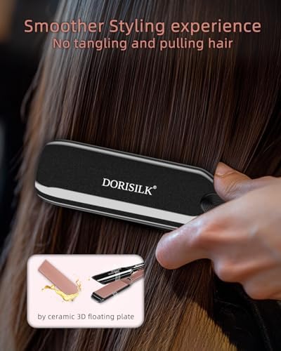 DORISILK 500 Degree High Temp Professional Hair Straightenr ， Ceramic Wide Flat Iron ，2 in 1 Hair Straightener and Curler，Plasma Flat Iron Get Frizz-Free and Shiny 500FW1