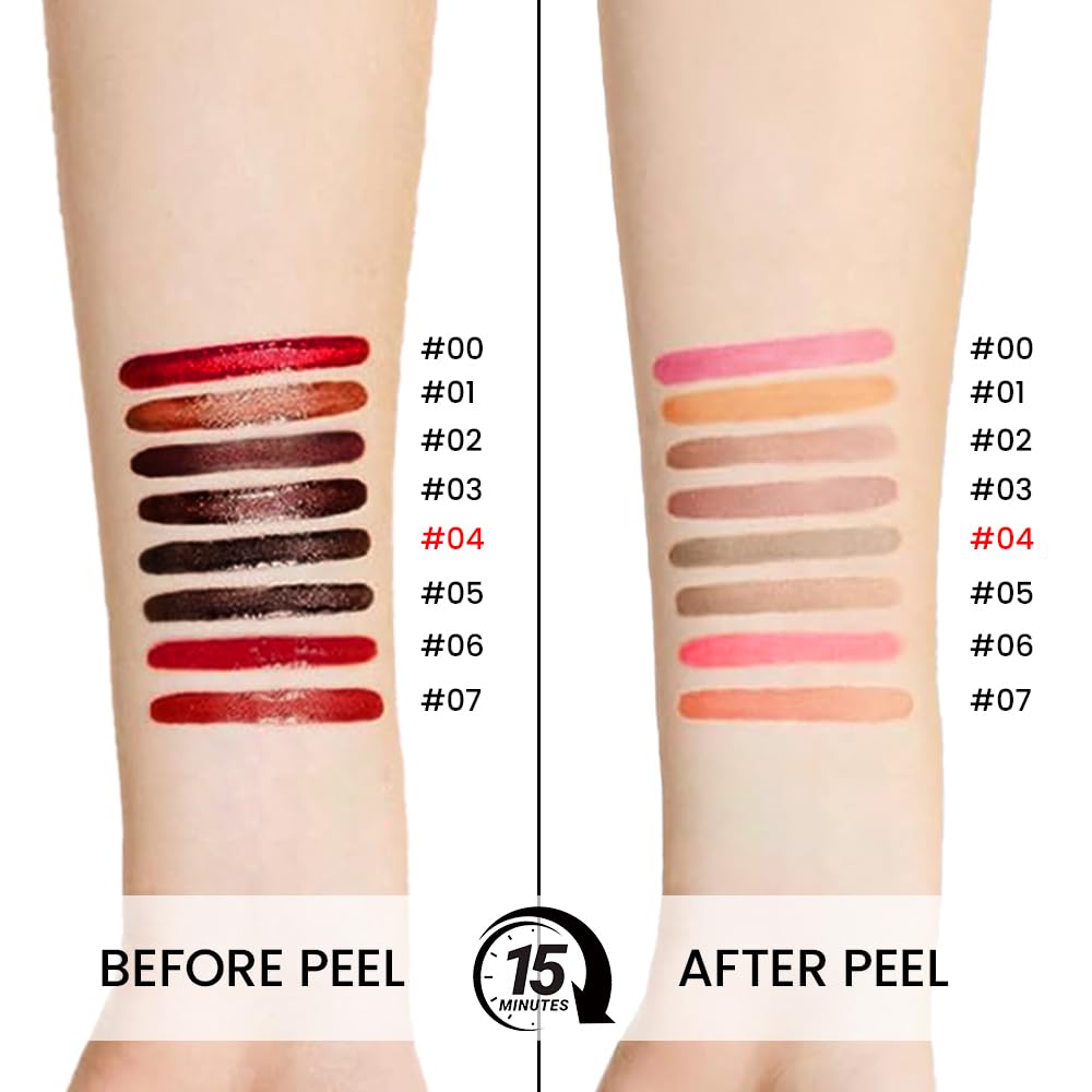 3Pcs Peel Off Matte Liquid Lip Gloss Stain-Lip Liner with Tweezer, Peel Off Lip Stain, Long Lasting & Waterproof Lipstick Tattoo, Transfer-Proof Lip Gloss for All Skin Types (03#+04#+05#, 3Pcs)