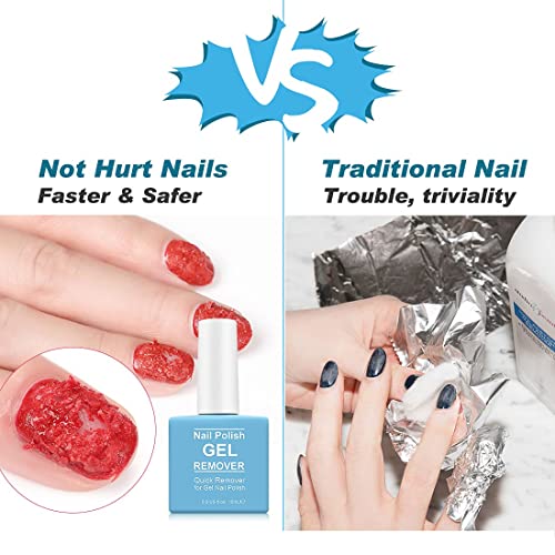 2Pcs Gel Nail Polish Remover, Nail Polish Remover for Gel Nails, Ultra-Powerful Professional, Soak-Off in 2-5 Minutes (1Pcs Cuticle Pusher, Nail Scraper & Scrub Stick)