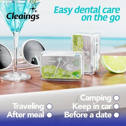 Disposable Toothbrushes with Double Cleaning Beads Toothpaste and Clean Floss Picks for Work or Travel - 20 pcs-Mixed Flavor（Pack of 1）