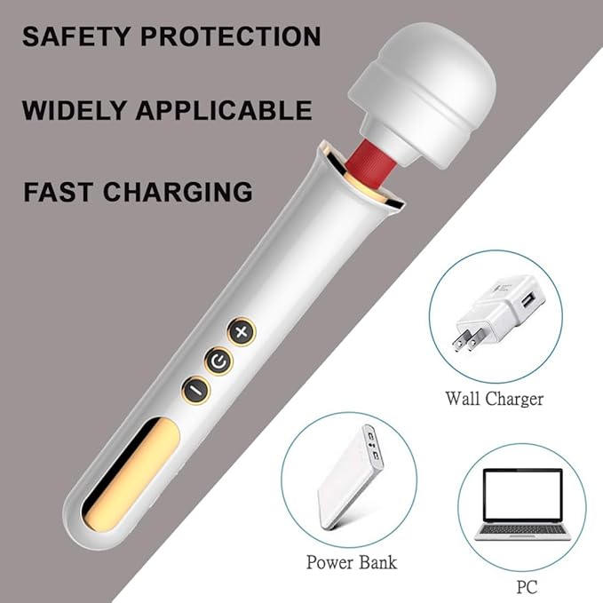 Cordless Massager Therapy Device - for Relieving Deep Tissue Muscle Pain and Movement Recovery, Portable for Travel, Home, Office, Perfect Christmas Birthday Gift-White