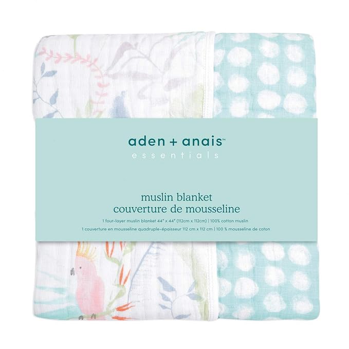 aden + anais Essentials Dream Blanket, Muslin Baby Blankets for Girls & Boys, Ideal Lightweight Newborn Nursery & Crib Blanket, Unisex Toddler & Infant Bedding, Shower & Registry Gift, Tropicalia