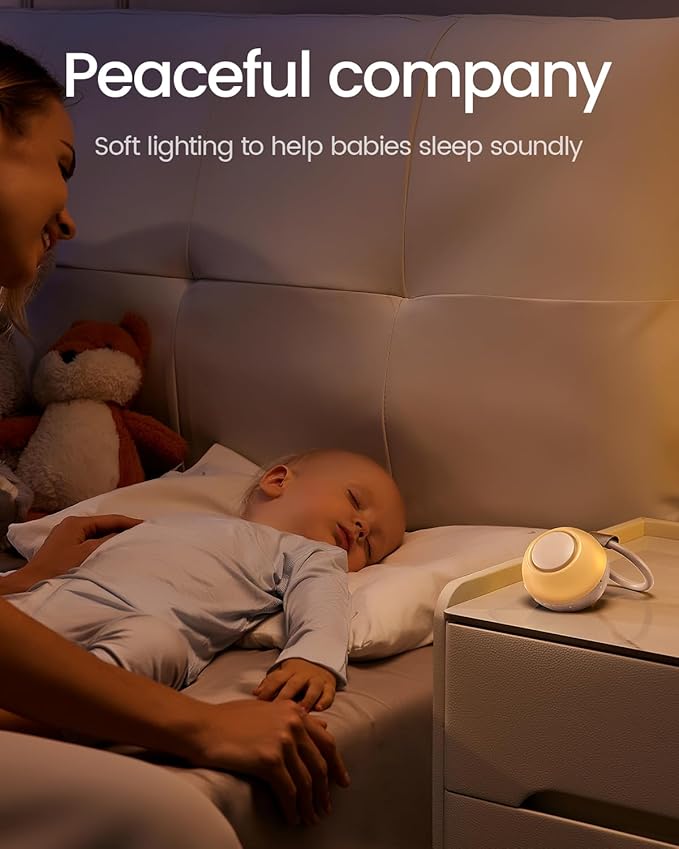 2025 Mom's Choice Awards, Portable Sound Machine for Baby Adult, Smart Cry Detection, 18 Soothing Sound, Bluetooth Rechargeable White Noise Machine for Home Office Travel, Nursery Light, Pink