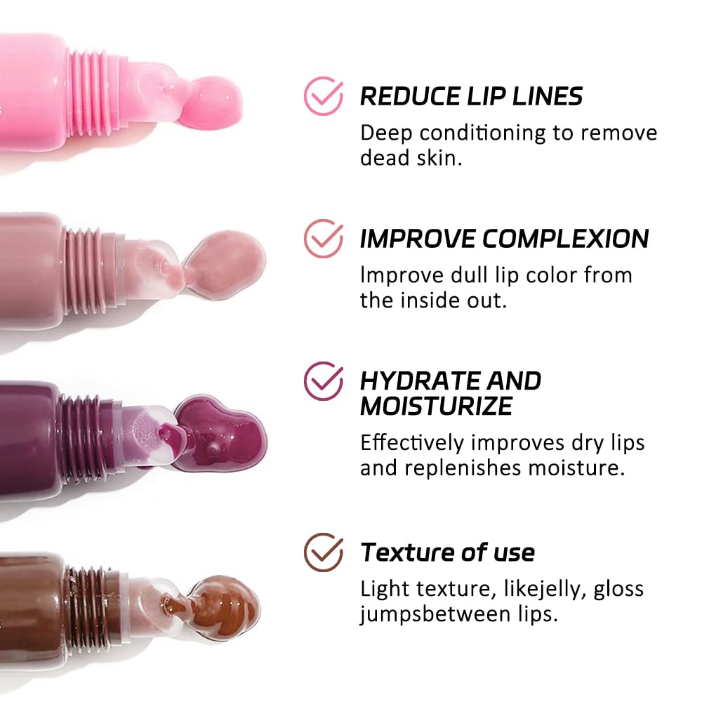 1Pcs Tinted Lip Balm Serum Makeup, Squeeze Hydrating Tint Lips Balms Serum Cosmetic, Women Care Glossy Nourishing Plumping Lip Stain Gloss Lipstick, Suitable for dry lips, Long-Lasting Color 04