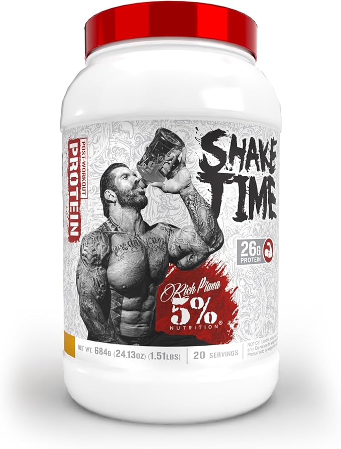 5% Nutrition Rich Piana Shake Time | 26G Animal Based Protein Drink | Grass-Fed Beef, Chicken, Whole Egg | No Sugar, Dairy, or Soy | (Peanut Butter)