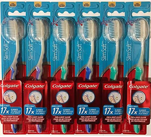 Colgate Slim Soft Gliding Tips Toothbrush, Extra Soft, Compact Head - Pack of 6
